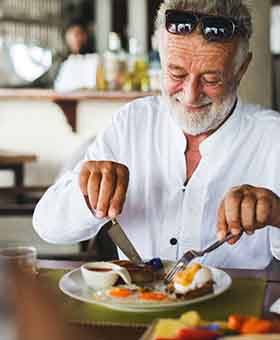 Man eating breakfast